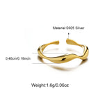 925 Sterling Silver Gold Plated Wave CZ Ring