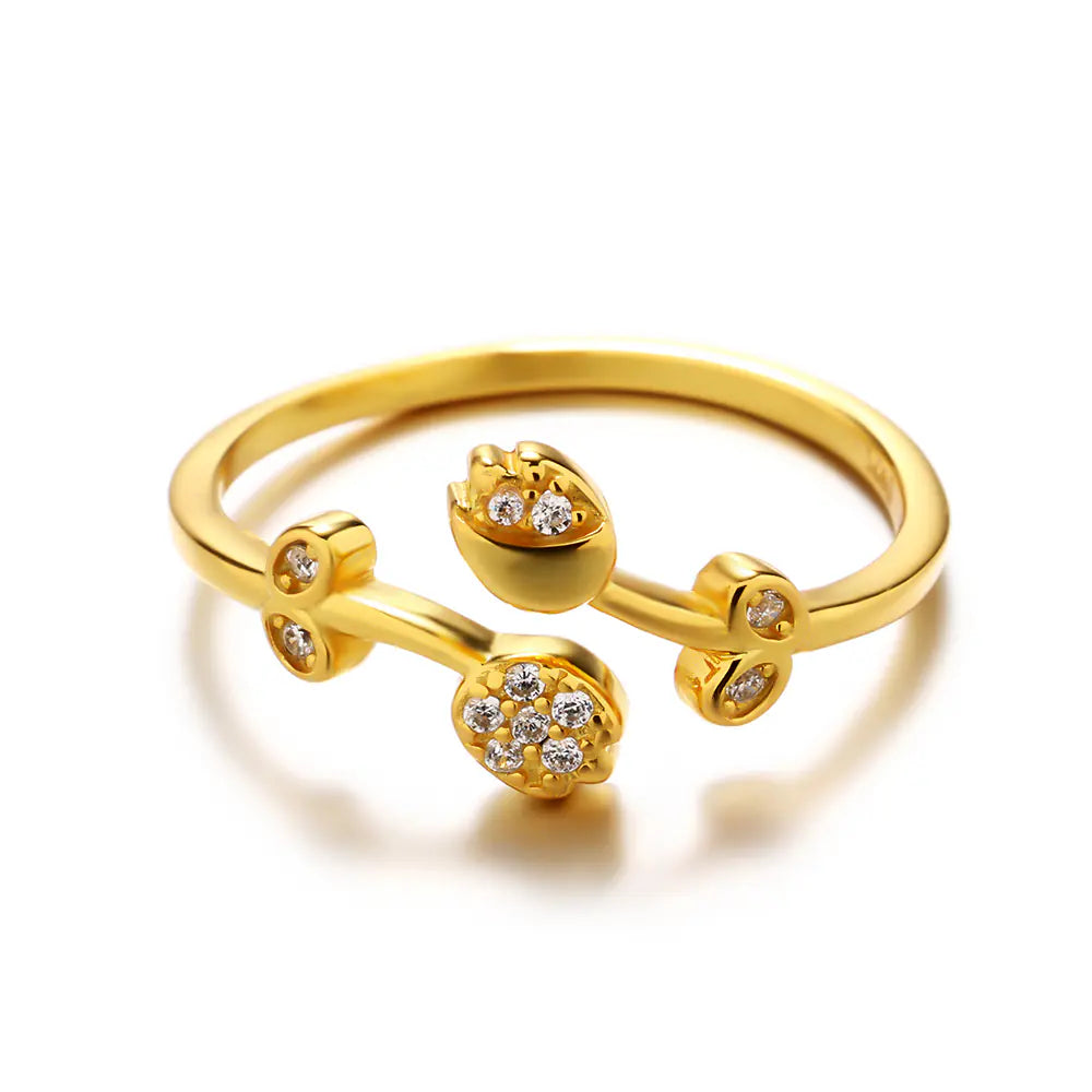Trendy Dainty Fine 925 Silve Flower Crossover Ring