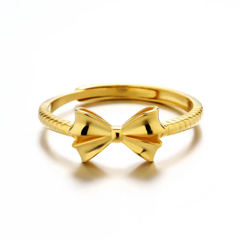 Trendy Dainty 925 Silver Chic Shiny Bow Ring