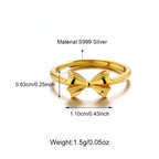 Trendy Dainty 925 Silver Chic Shiny Bow Ring