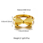 Trendy Dainty 925 Silver Chic Shiny Bow Ring