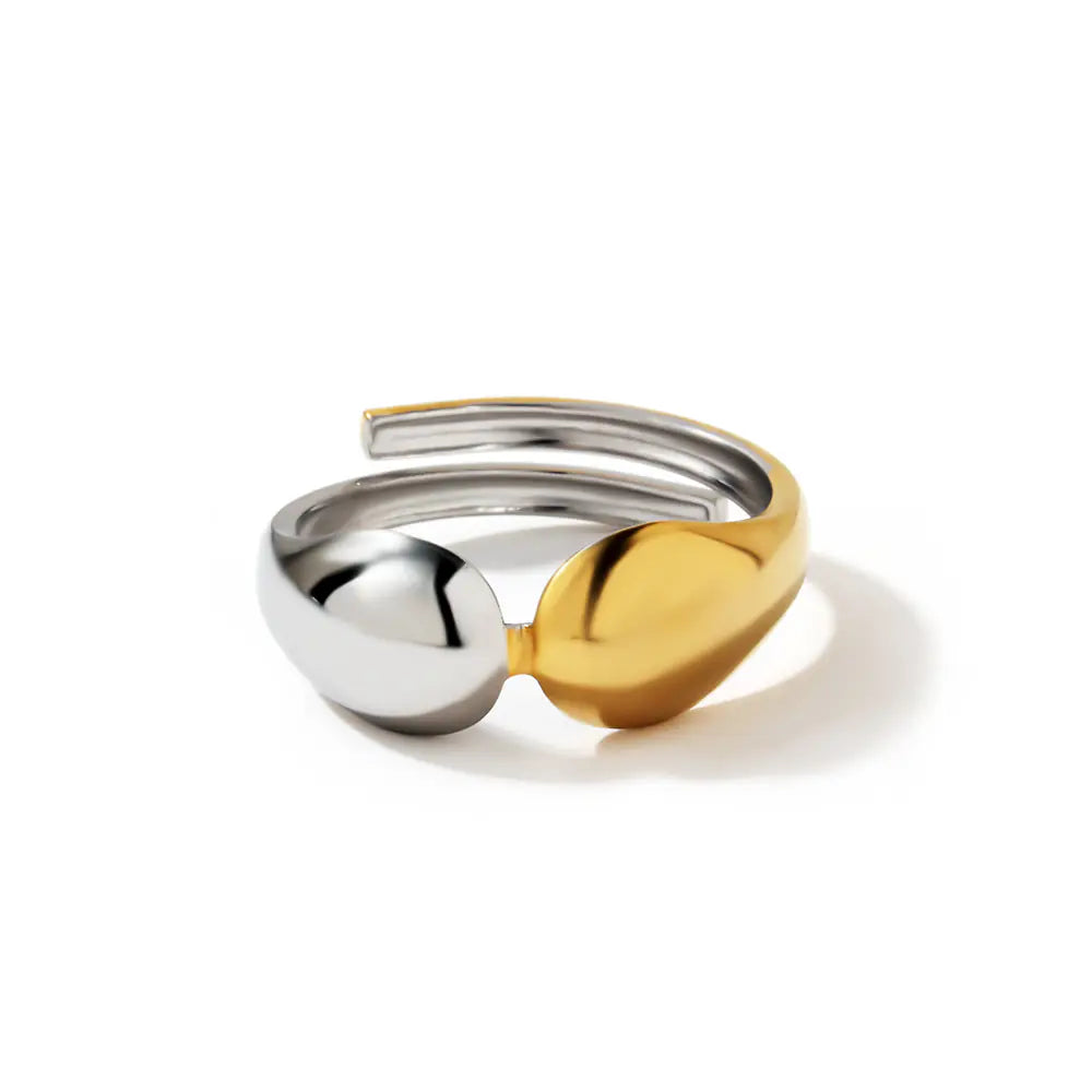 Two-Tone Double Point Design Stainless Steel Ring
