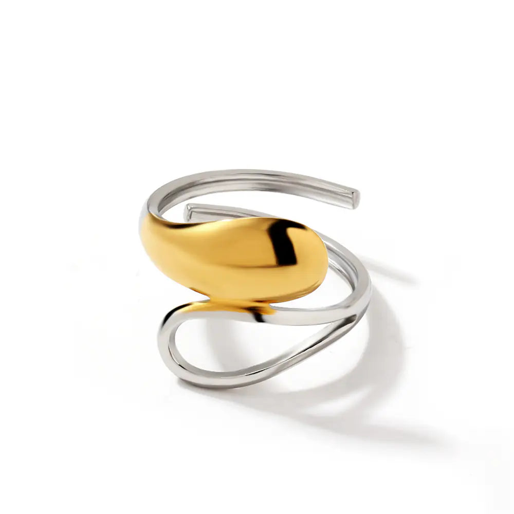Two-Tone Hollow Design Stainless Steel Ring