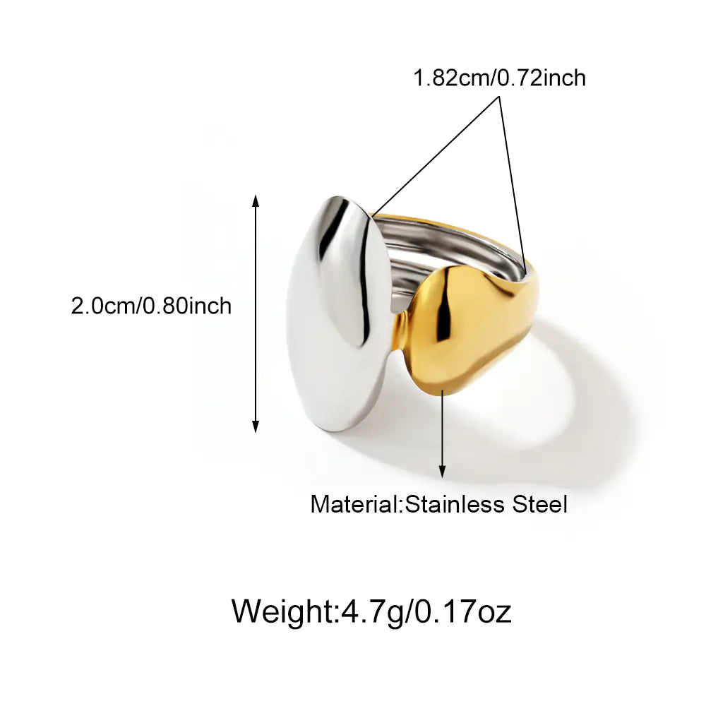 Two-Tone Large And Small Oval Stainless Steel Ring