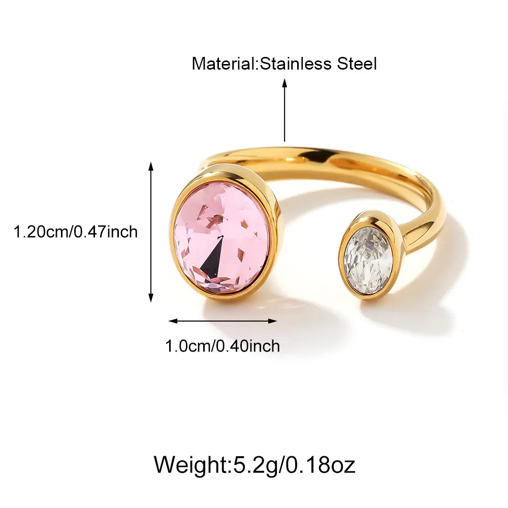 Stainless Steel Pink Zircon Adujstable Rings