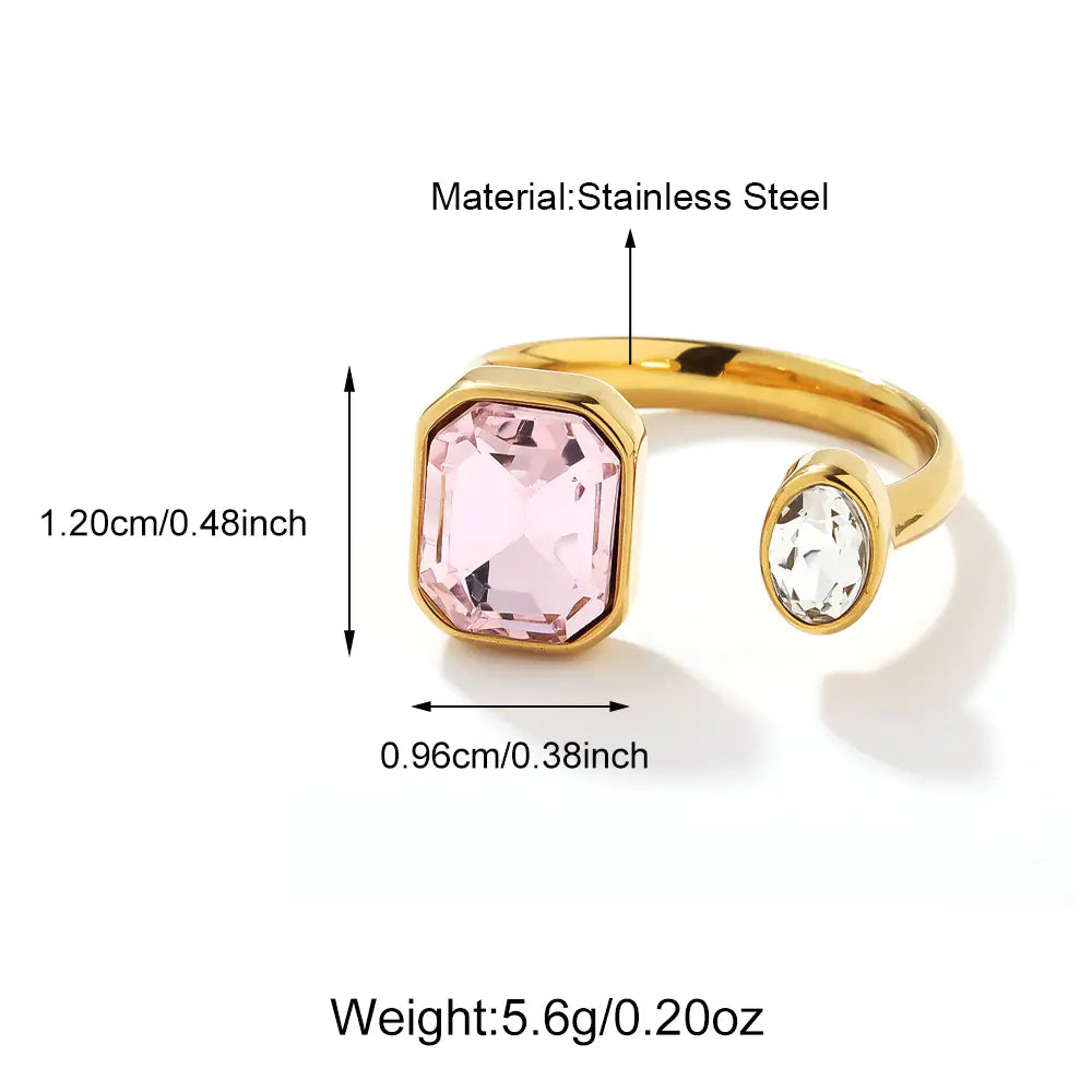Stainless steel Square Stone One Size Rings