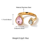 Stainless Steel Water Drop Rhinestones One Size Rings