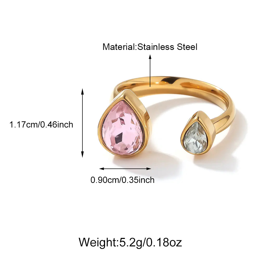 Stainless Steel Water Drop Rhinestones One Size Rings