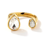 Stainless Steel Water Drop Rhinestones One Size Rings