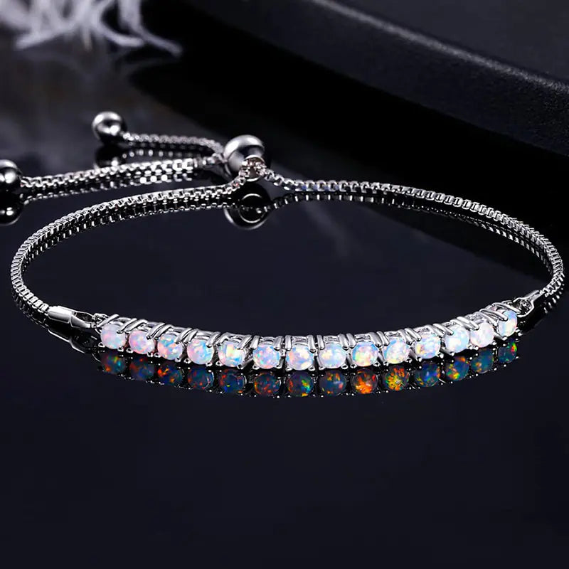 Fashion Style Simple Brass Opal Adjustable Bracelet