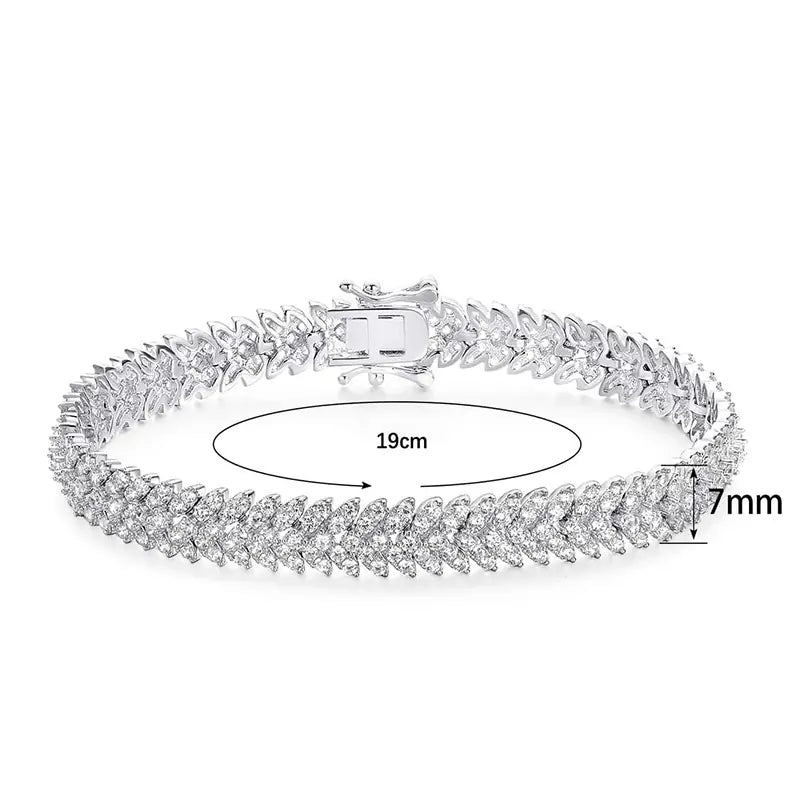 7mm Brass CZ Tennis Chain Bracelet