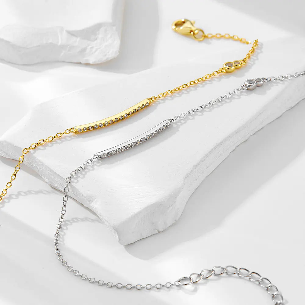 S925 Pure Silver CZ Adjustable Bracelet