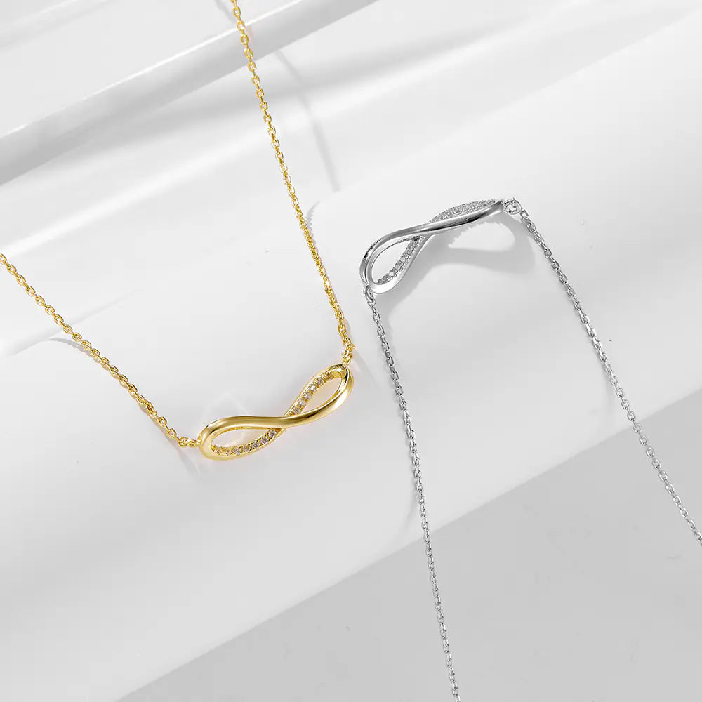 Fashion S925 Sterling Silver CZ Infinity Necklace
