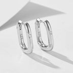 Simple 925 Sterling Silver CZ Hoop Earrings