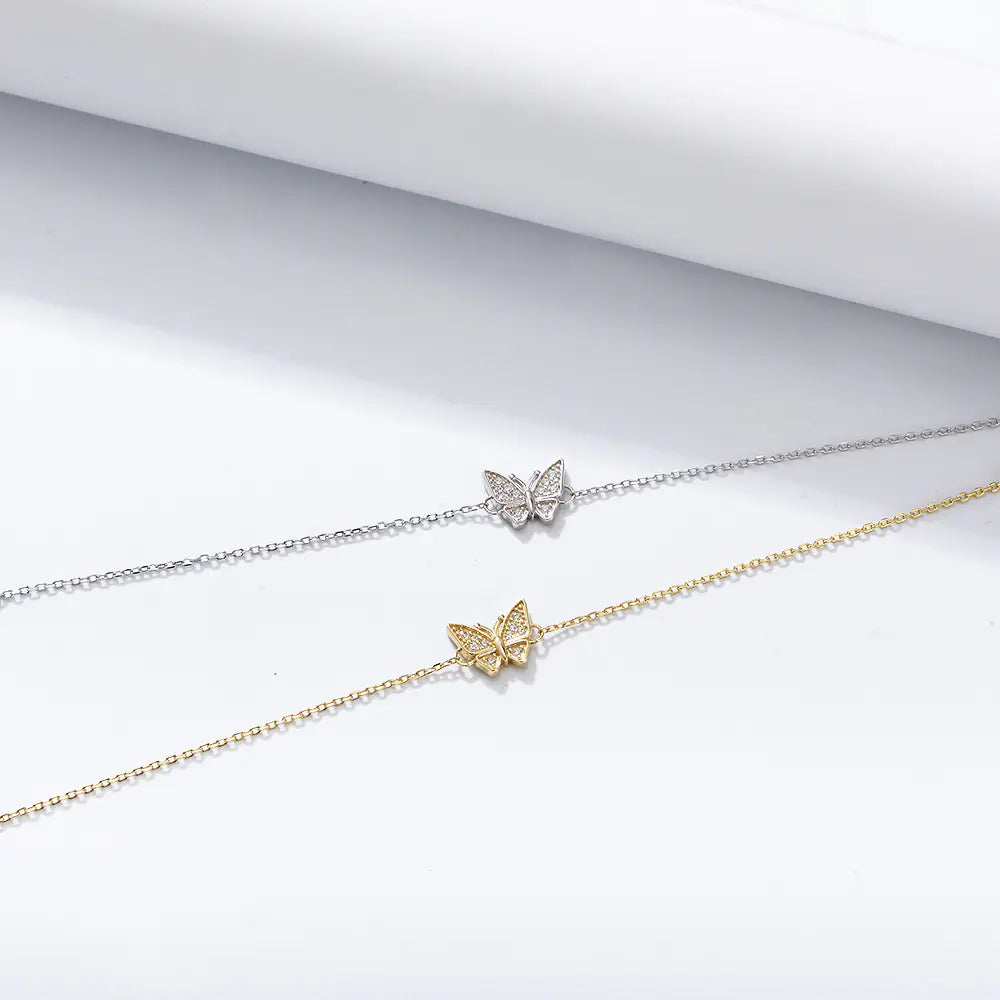 New Butterfly 925 Sterling Silver CZ Bracelet