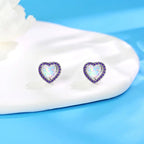 New Arrival Brass Heart Opal Stud Earrings
