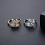 Fashion 11mm Flower Adjustable Brass CZ Ring
