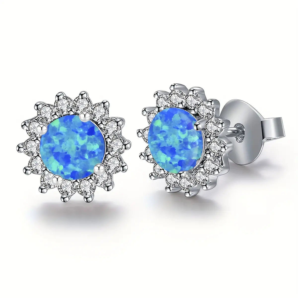 New Arrival Sunflower Brass Opal Stud Earrings