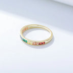 925 Sterling Silver Colored Cubic Zircon Ring