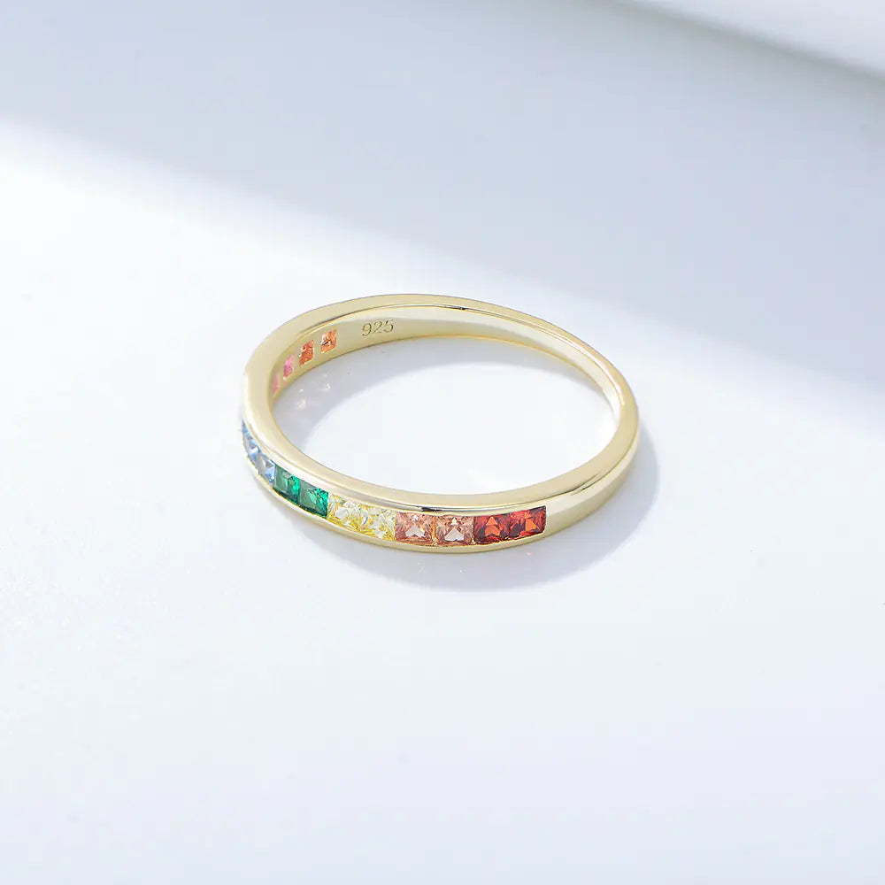 925 Sterling Silver Colored Cubic Zircon Ring