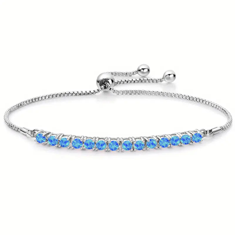Fashion Style Simple Brass Opal Adjustable Bracelet