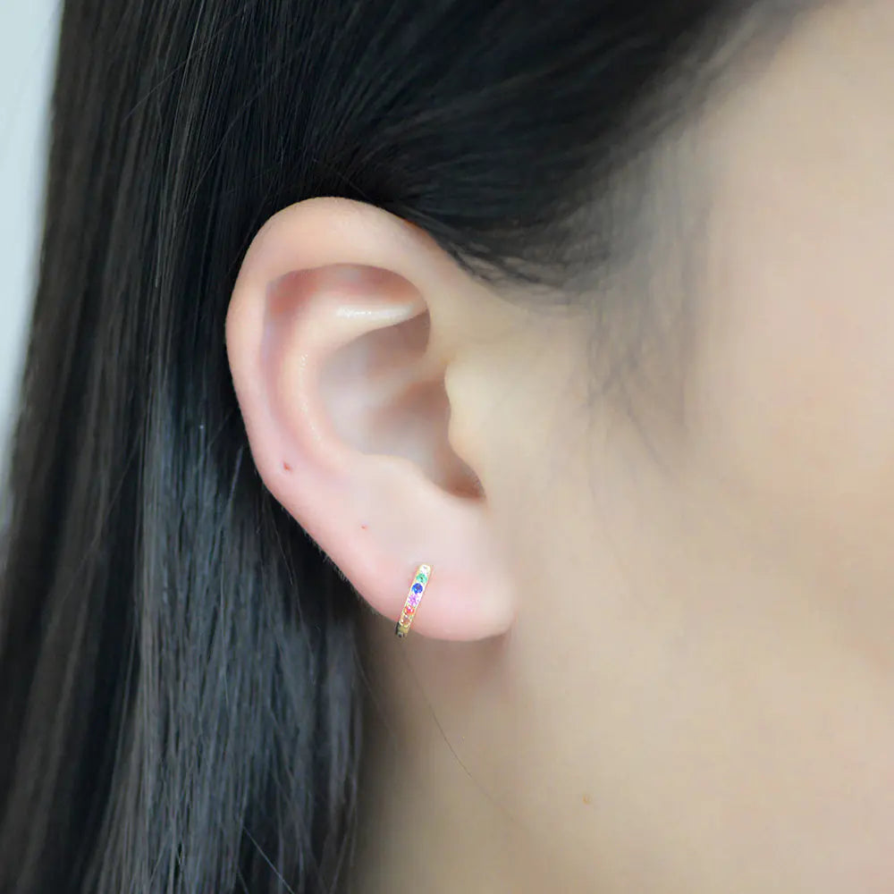 Fashion 925 Sterling Silver Colorful CZ Hoop Earrings