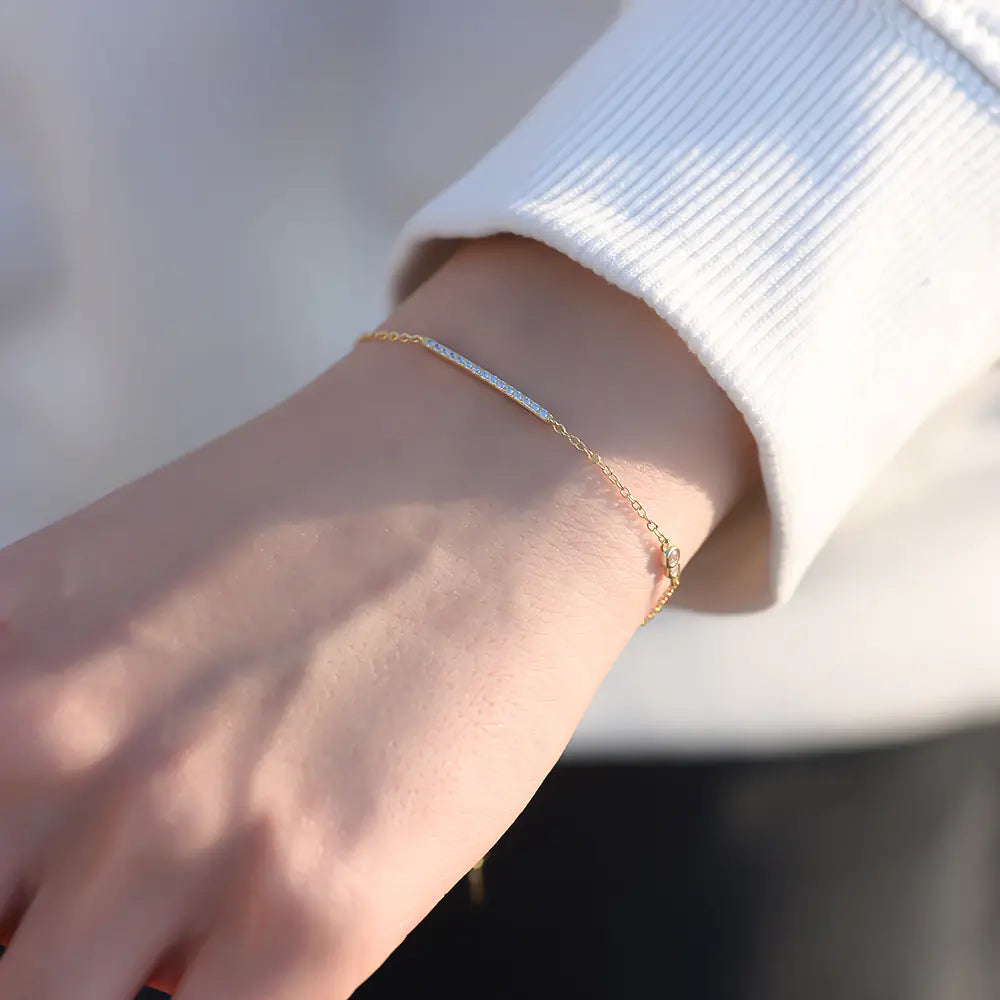 S925 Pure Silver CZ Adjustable Bracelet