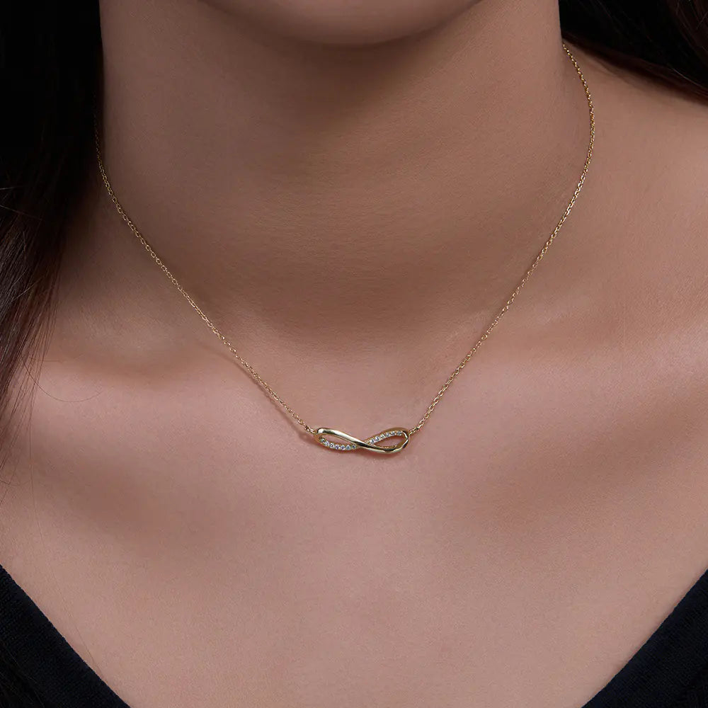 Fashion S925 Sterling Silver CZ Infinity Necklace