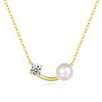 S925 Sterling Silver Freshwater Pearl Moissanite Necklace