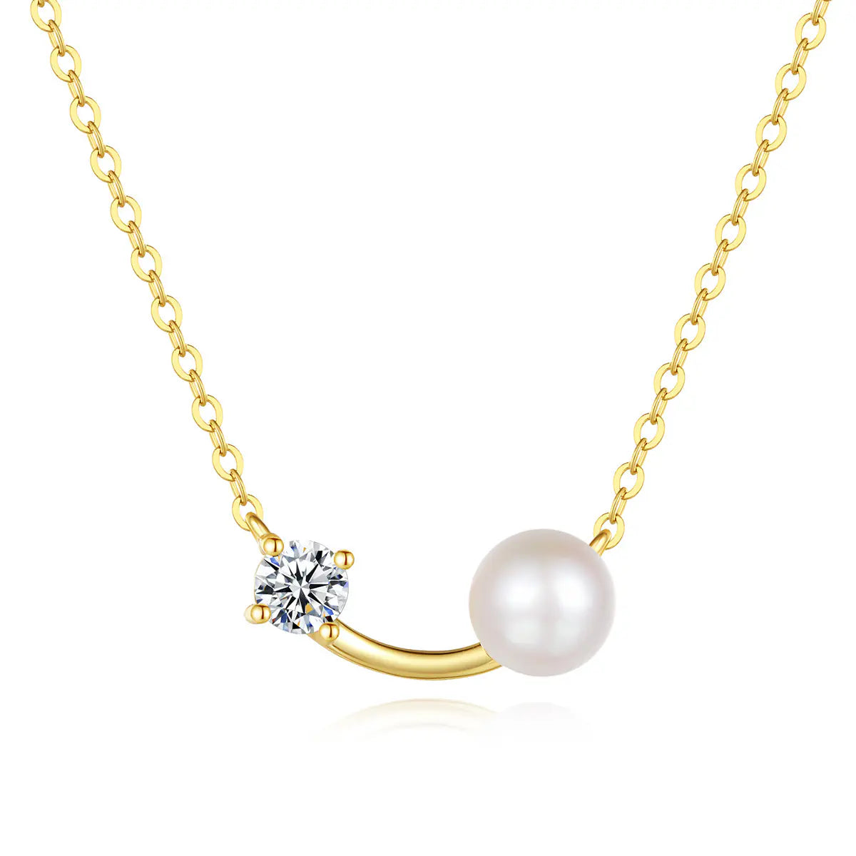 S925 Sterling Silver Freshwater Pearl Moissanite Necklace