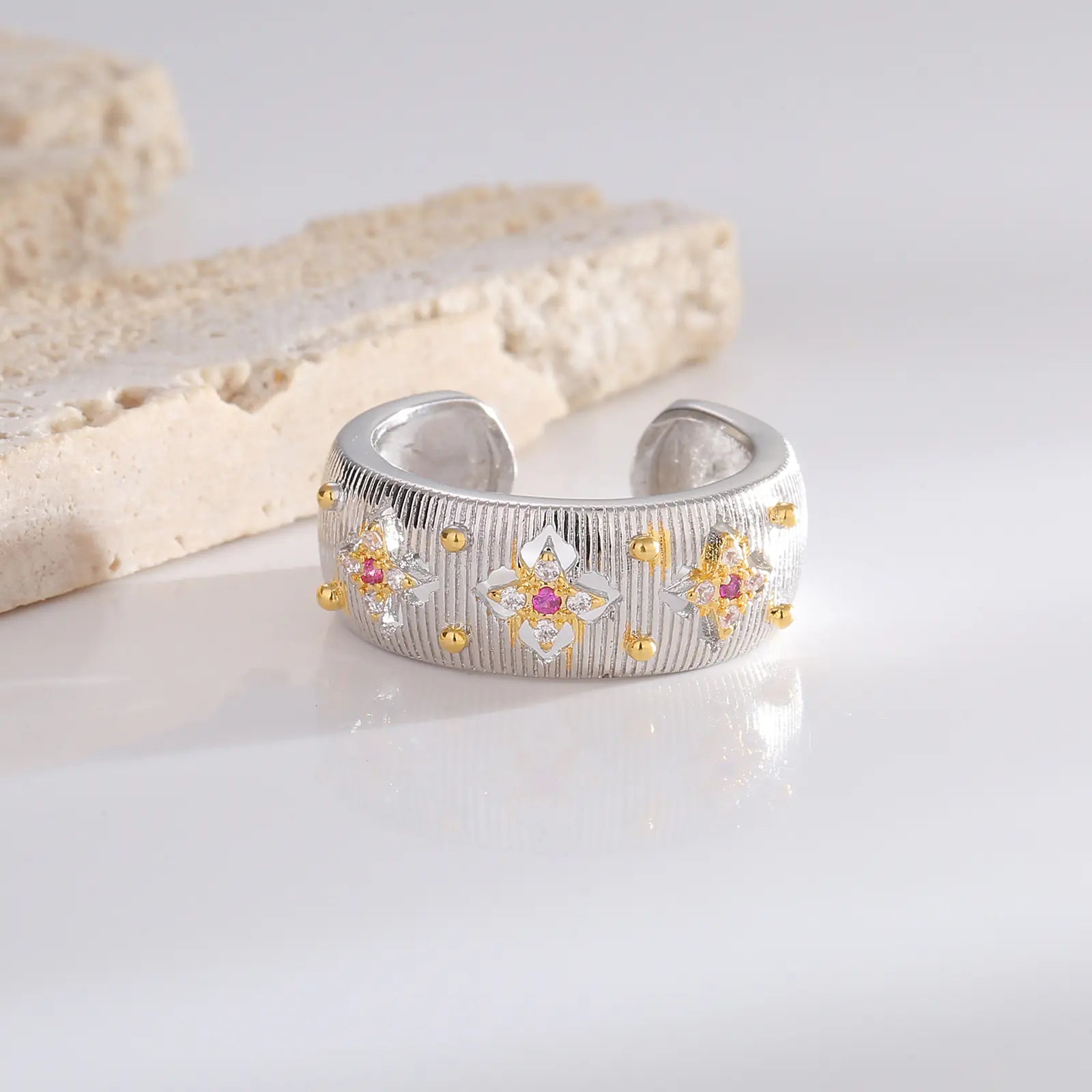 Retro Fashion Brass CZ Adjustable Women Rings
