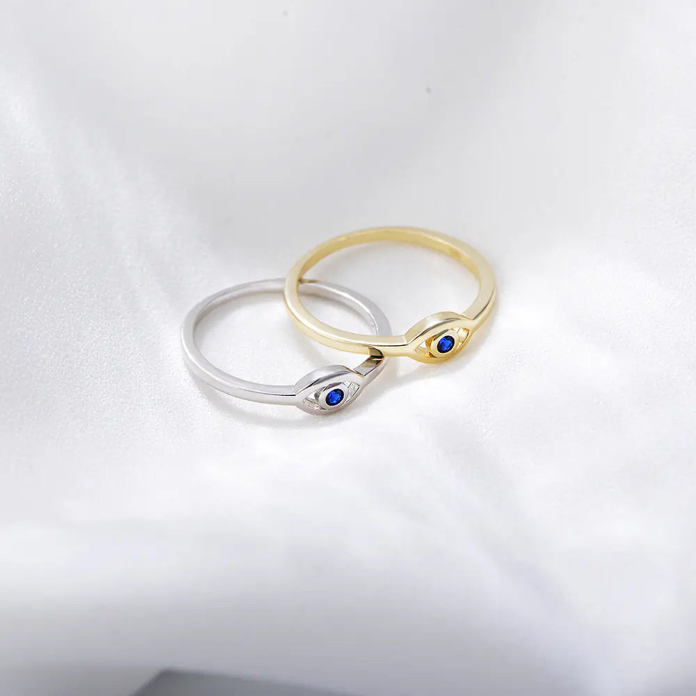 Fashion Evil Eye S925 Sterling Silver CZ Rings