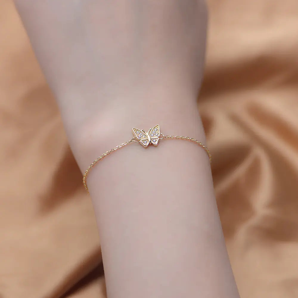 New Butterfly 925 Sterling Silver CZ Bracelet