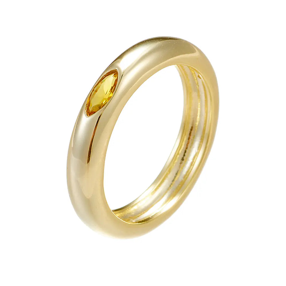 New Trendy S925 Silver Yellow CZ Ring