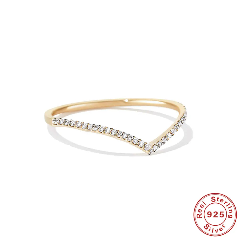 Hot-selling 925 Sterling Silver Moissanite V Ring