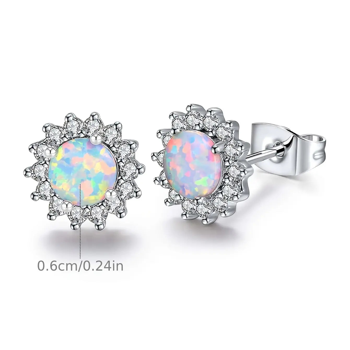 New Arrival Sunflower Brass Opal Stud Earrings