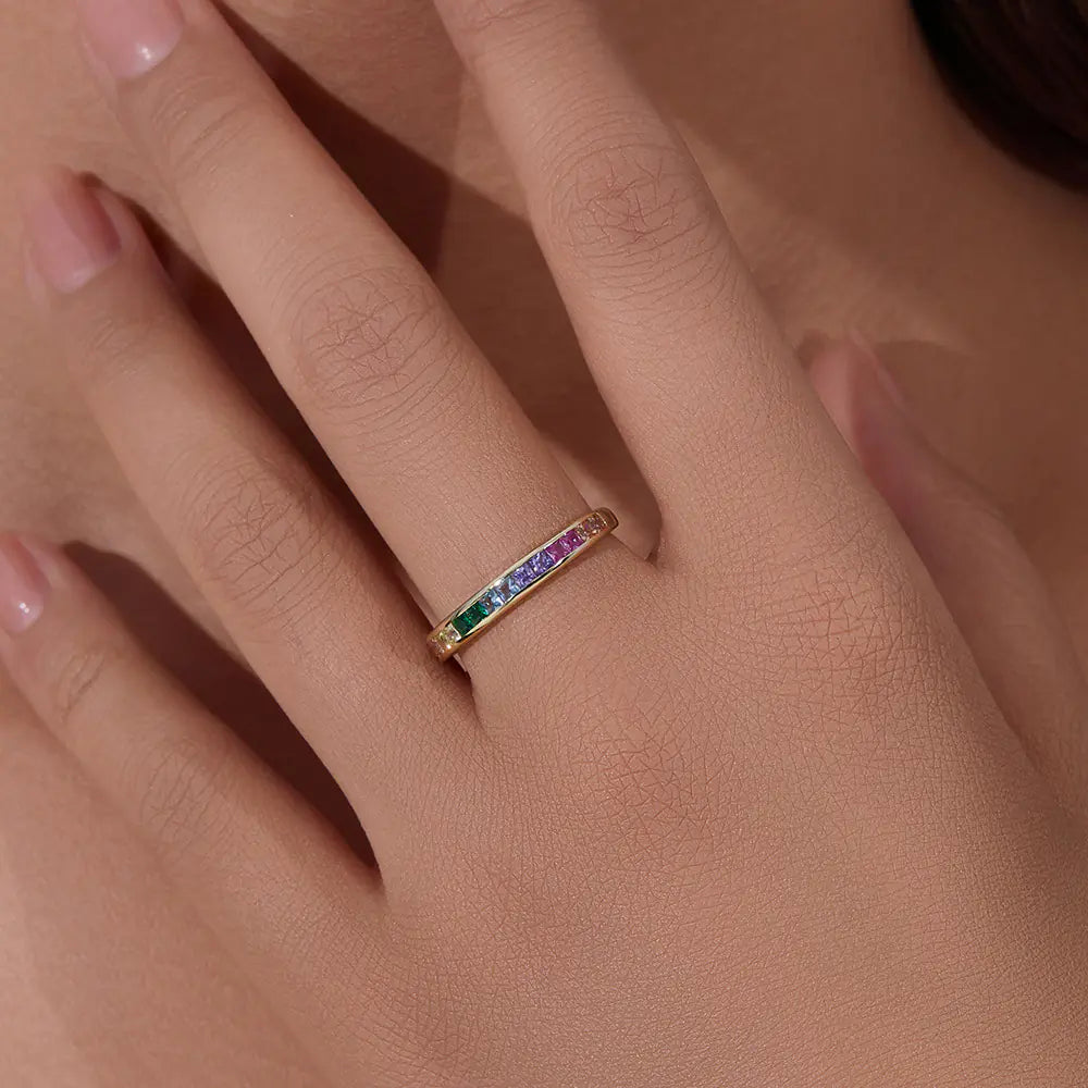 925 Sterling Silver Colored Cubic Zircon Ring