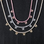 4mm Single-Row Butterfly Zirconia Necklace