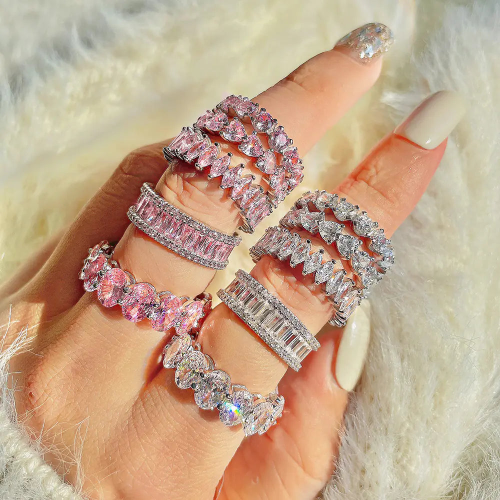 New Style 925 Sterling Silver CZ Round Rings