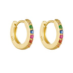 Fashion 925 Sterling Silver Colorful CZ Hoop Earrings