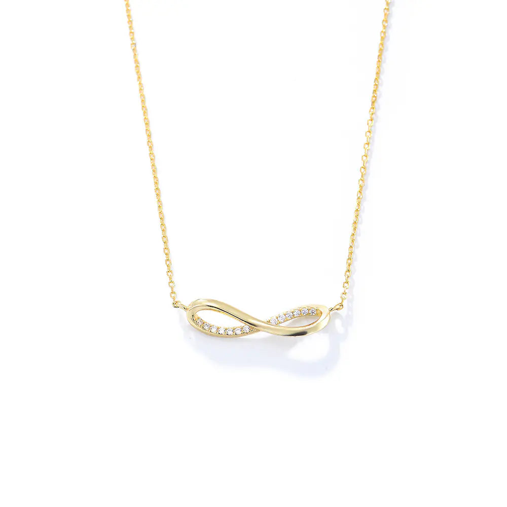 Fashion S925 Sterling Silver CZ Infinity Necklace