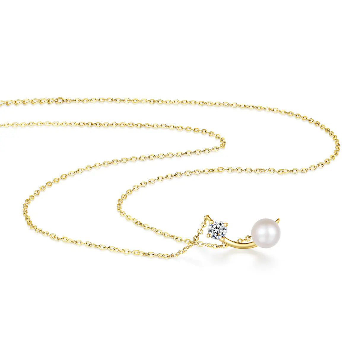 S925 Sterling Silver Freshwater Pearl Moissanite Necklace