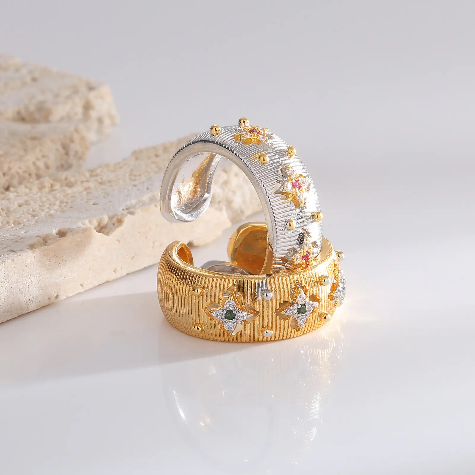 Retro Fashion Brass CZ Adjustable Women Rings