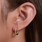 Simple 925 Sterling Silver CZ Hoop Earrings