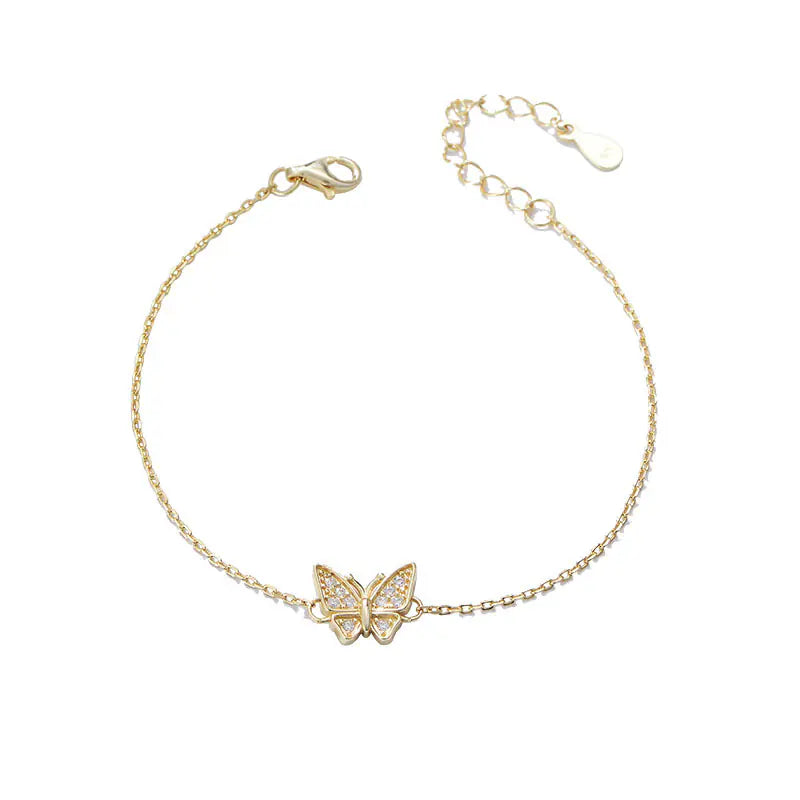 New Butterfly 925 Sterling Silver CZ Bracelet