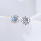 New S925 Sterling Silver Sunflower Stud Earrings