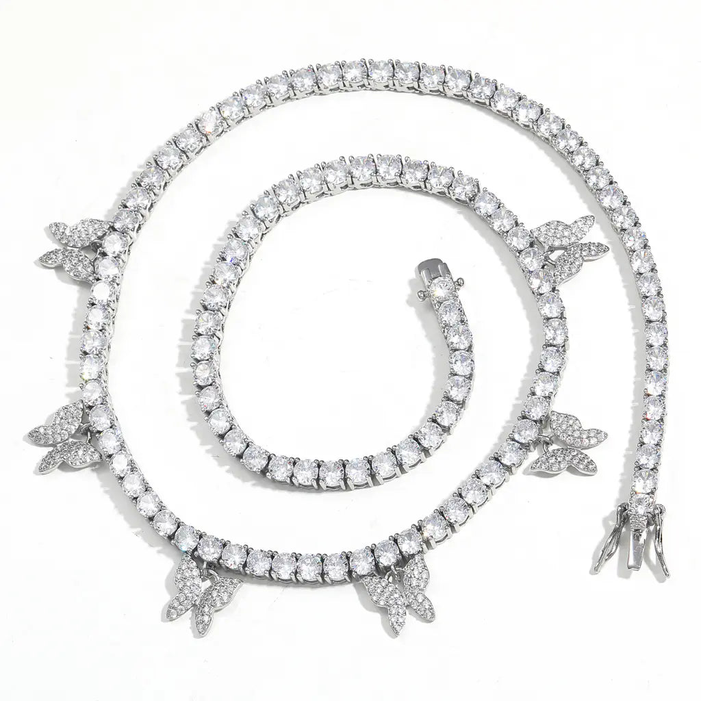 4mm Single-Row Butterfly Zirconia Necklace
