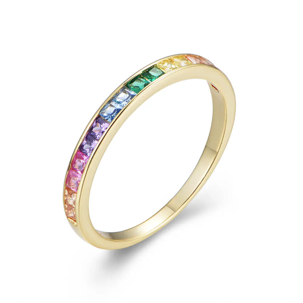 925 Sterling Silver Colored Cubic Zircon Ring