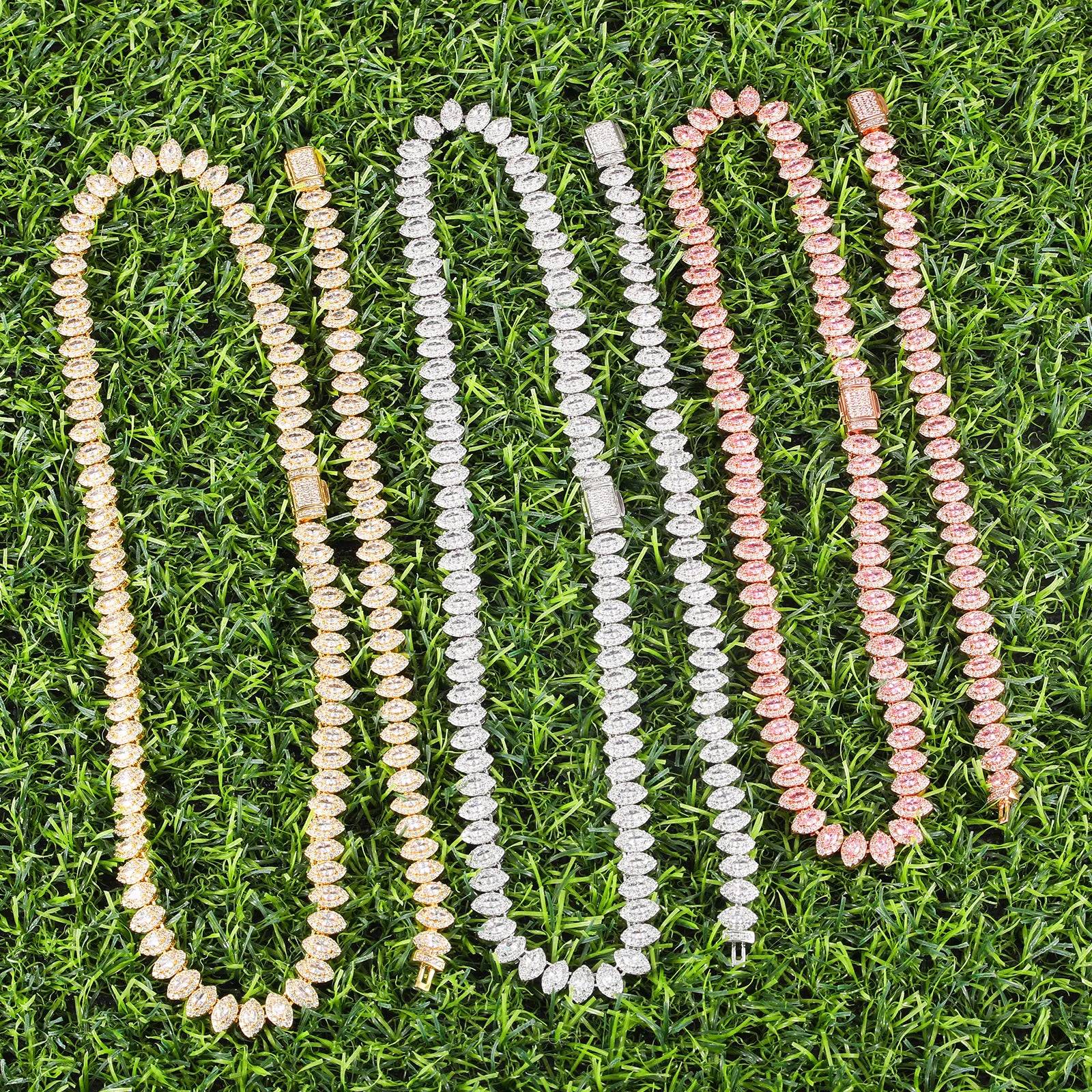 Hip Hop 8mm Horse Eye Cluster Tennis Chain