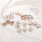 Brass Iced Out CZ Heart Eternity Band Rings